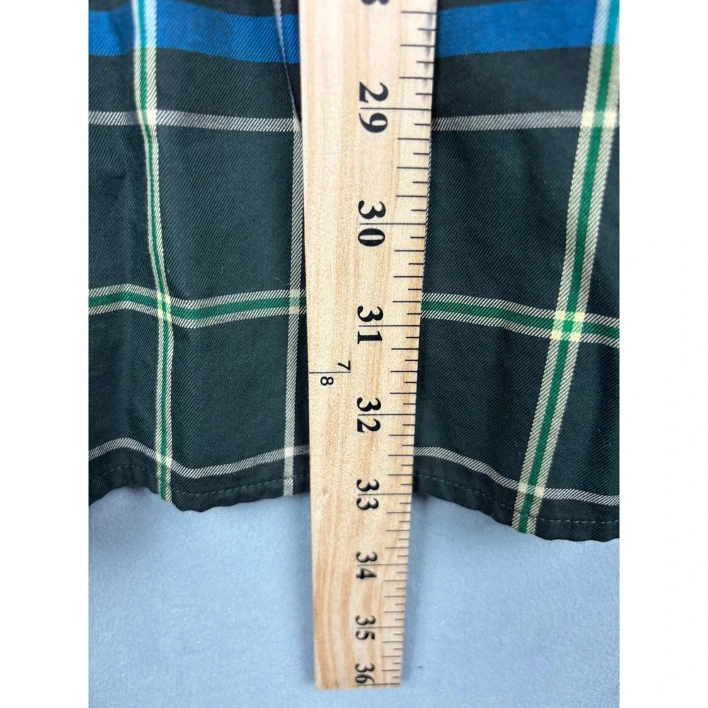 Orvis Mens XL Plaid Button Down Shirt Green Blue Cotton Long Sleeve Sporting